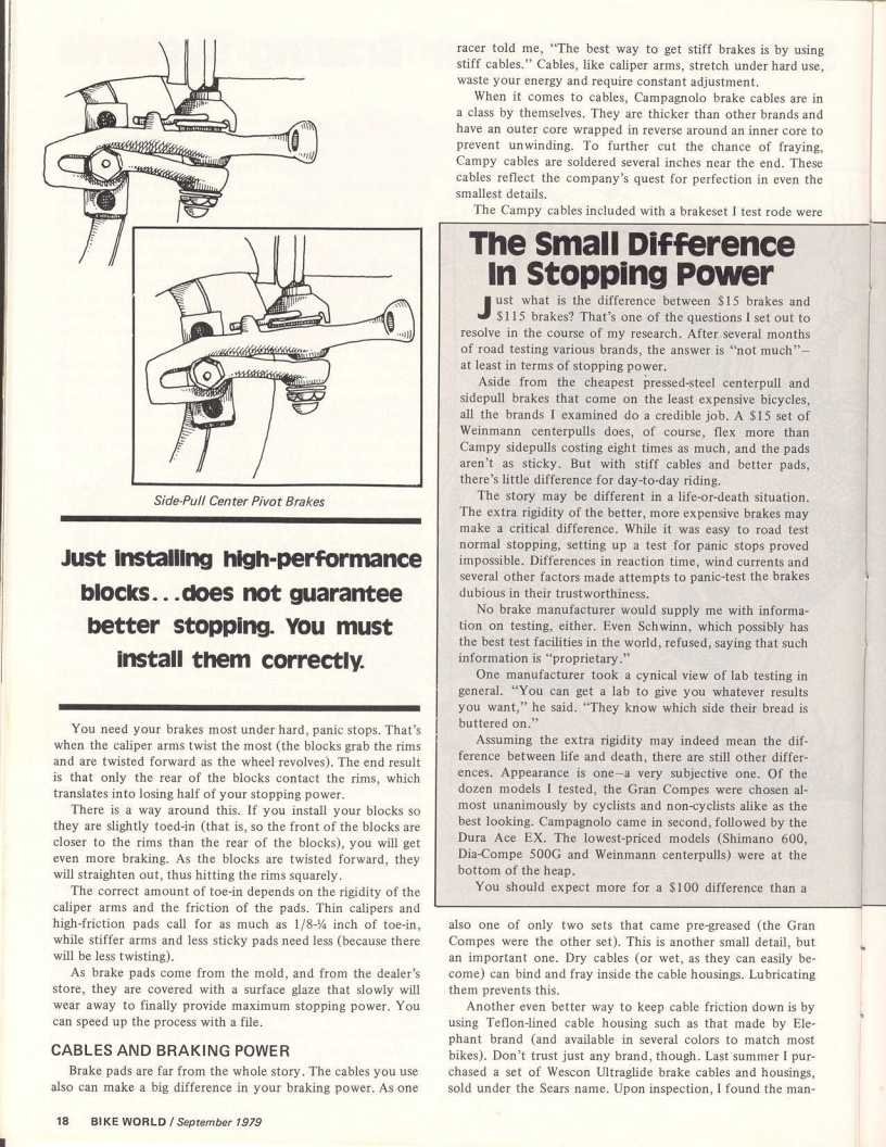 <------ Bicycling Magazine 09-1979 ------> Advanced Braking Theory