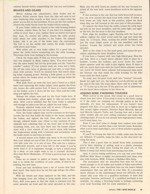 <---------- Bike World 01-1980 ----------> Use Winter To Put Spring Into Your Bike
