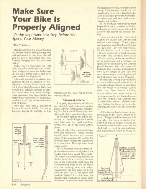 <------ Bicycling Magazine 03-1980 ------> Make Sure Your Bike Is Properly Aligned