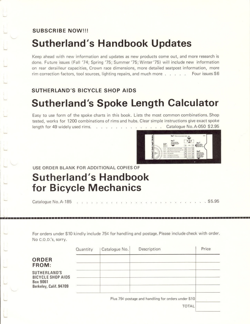 Sutherland’s Handbook For Bicycle Mechanics (1st Edition)