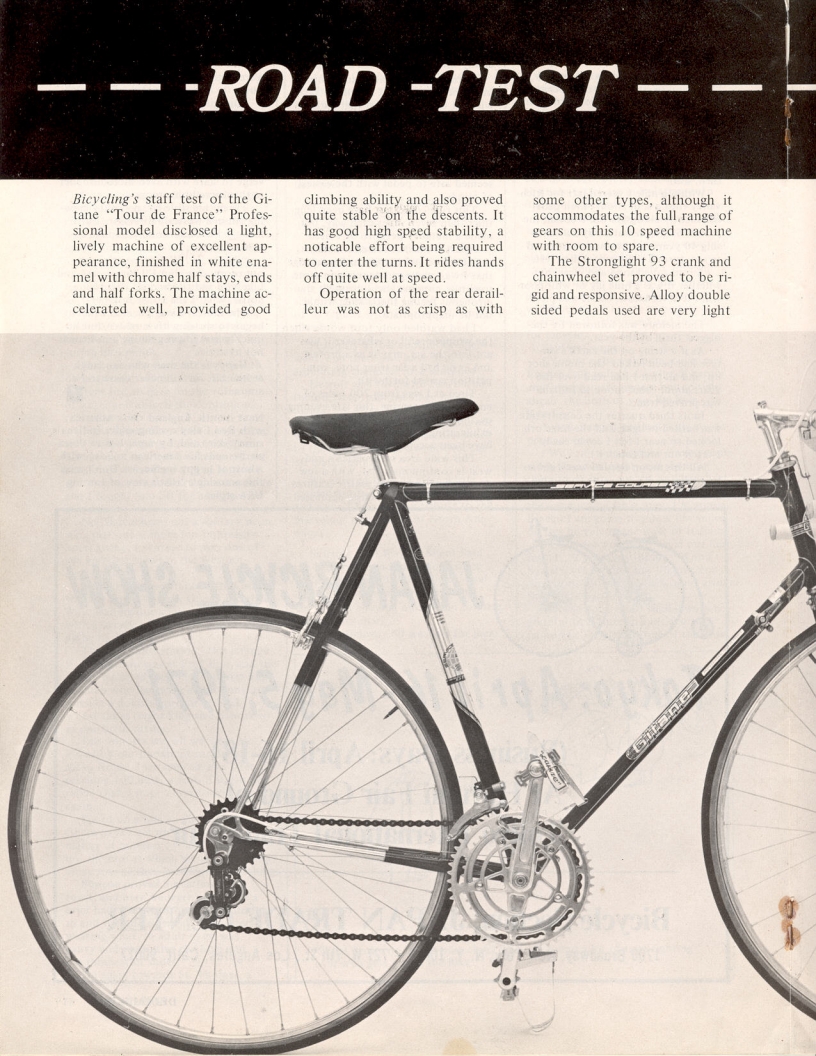 <------ Bicycling Magazine 12-1970 ------> Gitane Tour de France