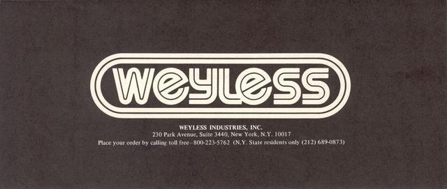 Weyless retail price list (1976)