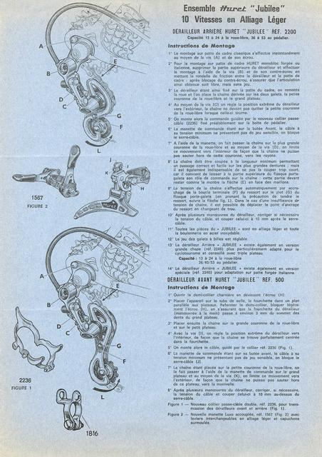 Huret Jubilee fitting nsturctions (1972)