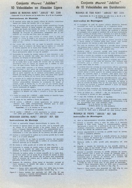 Huret Jubilee fitting nsturctions (1972)