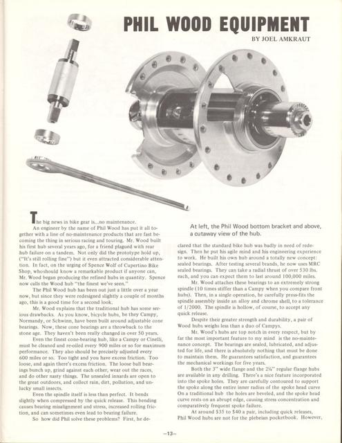 <---------- Bike World 10-1972 ----------> Phil Wood Equipment