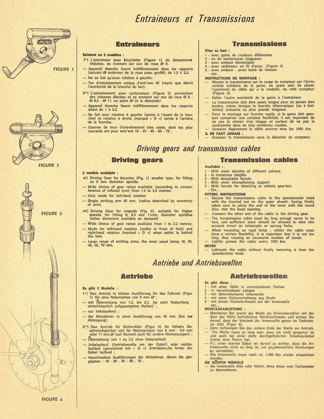 Huret speedometer / drive gear installation instructions (1974)