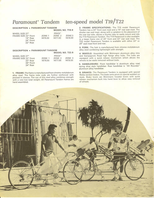 Schwinn Paramount / Sports Tourer / Super Sport catalog (1971)