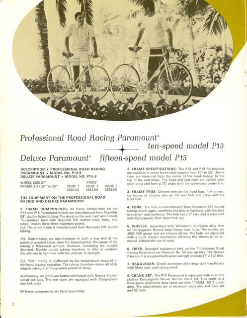 Schwinn Paramount / Sports Tourer / Super Sport catalog (1971)