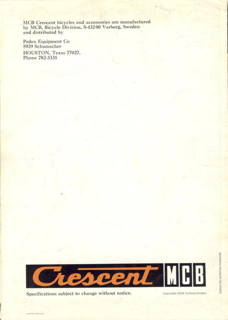 Crescent MCB catalog (1973)