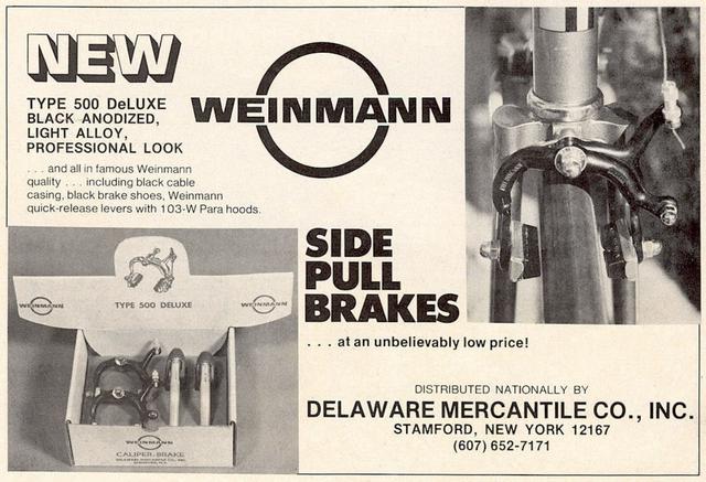 Weinmann 500 series brakeset advertisement (11-1975)