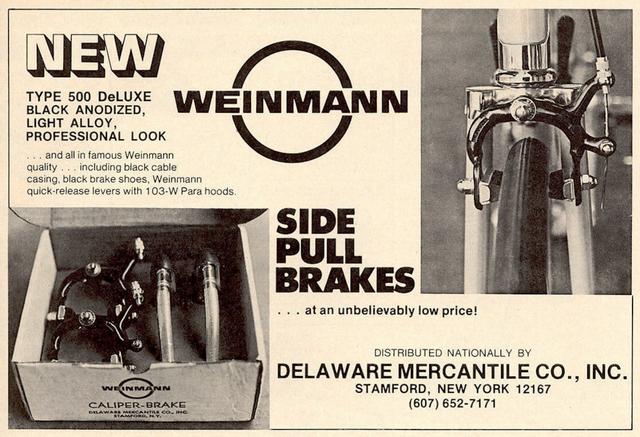 Weinmann 500 series brakeset advertisement (04-1977)