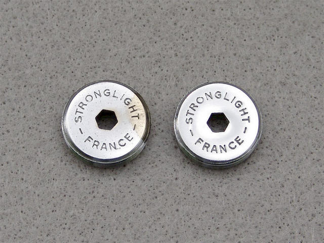 <------------------- SOLD -----------------> Stronglight crank arm dust caps (USED)