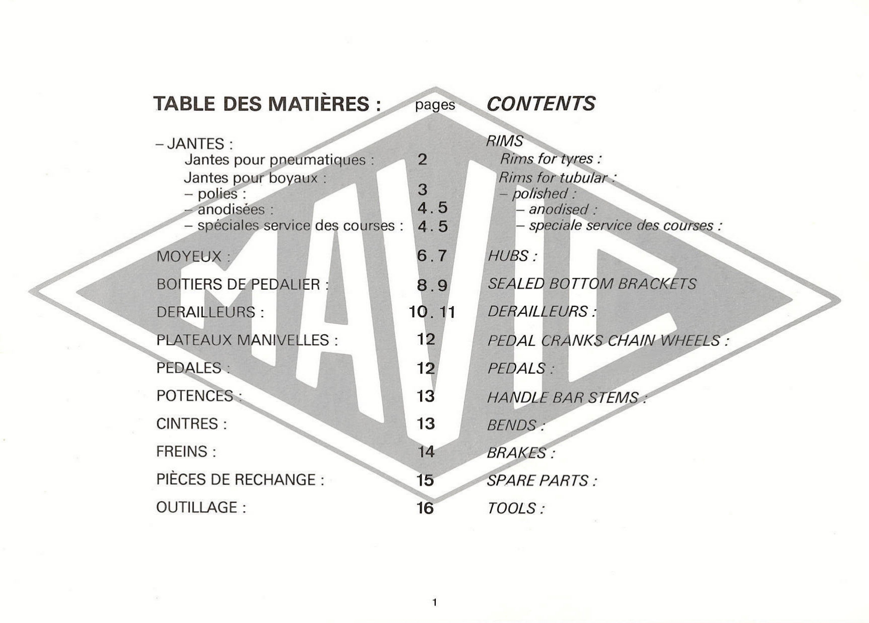 MAVIC catalog (1979)