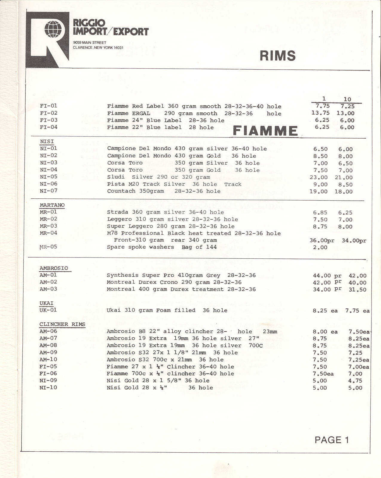 Riggio Import / Export (1981) - Page 001