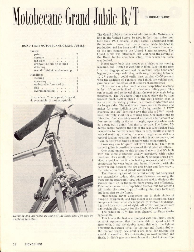 <---------- Bike World 05-1974 ----------> Motobecane Grand Jubile