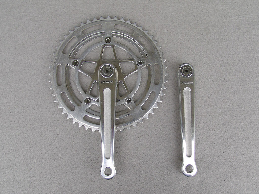 <------------------- SOLD -----------------> Stronglight SC 93 crankset - 40/52 double - 122 mm BCD - 1967 to 1973 (NOS)