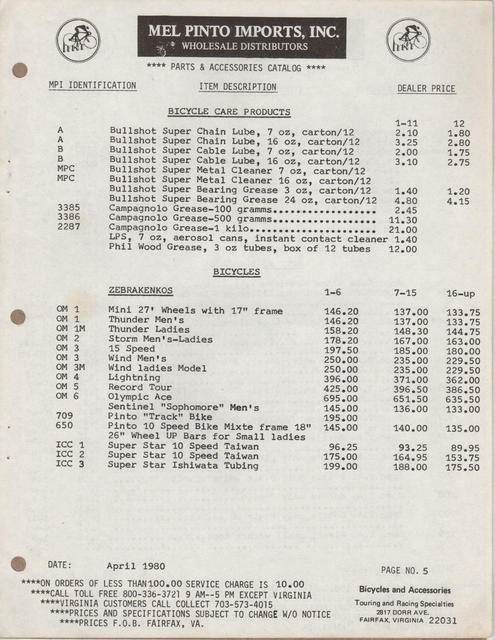 Mel Pinto Imports / MPI catalog (1980)
