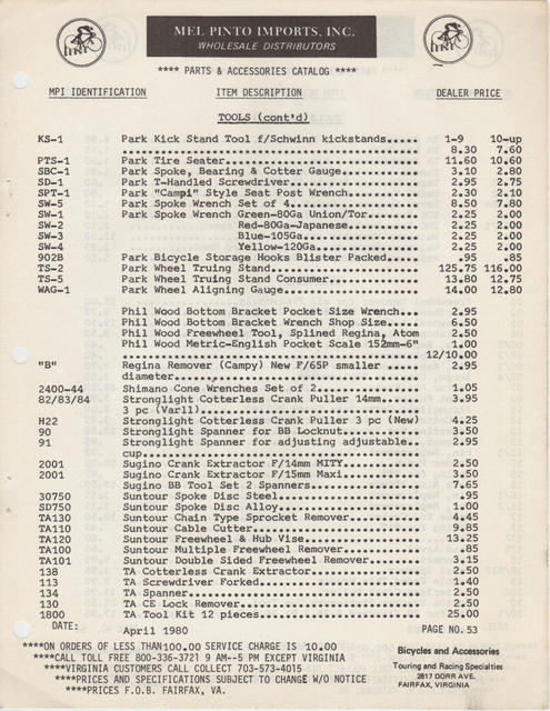 Mel Pinto Imports / MPI catalog (1980)