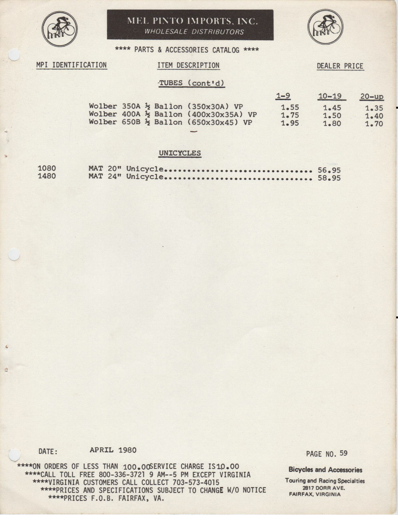 Mel Pinto Imports / MPI catalog (1980)