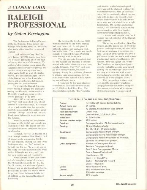 <---------- Bike World 02-1973 ----------> Raleigh Professional