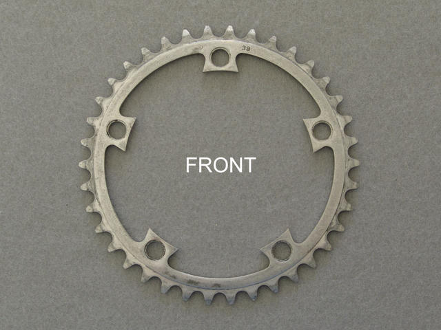 <------------------ SOLD ------------------> Stronglight model 200 chain ring - 38 tooth - 122 mm BCD (USED)