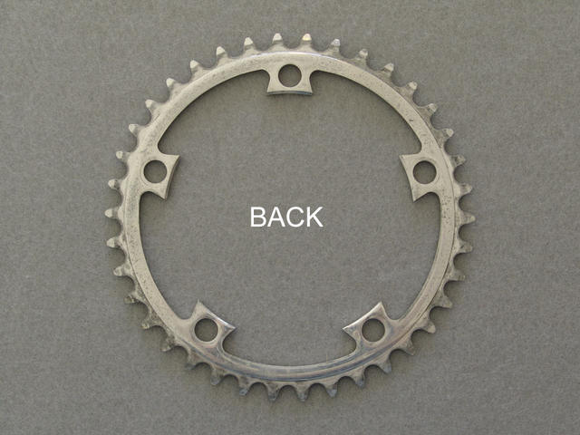 <------------------ SOLD ------------------> Stronglight model 200 chain ring - 38 tooth - 122 mm BCD (USED)