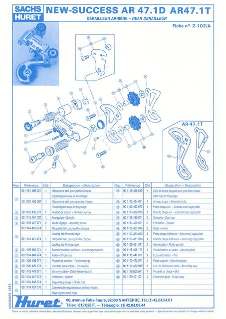 Sachs Huret catalog - Product Sheets (1985)