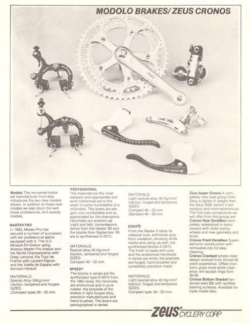 Zeus Cyclery (USA) supplement catalog (1984)