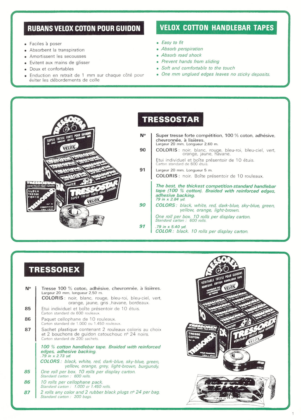 Velox / Tressostar / Tressorex / Tresseol / Guidoline / Plastilac catalog (1985)