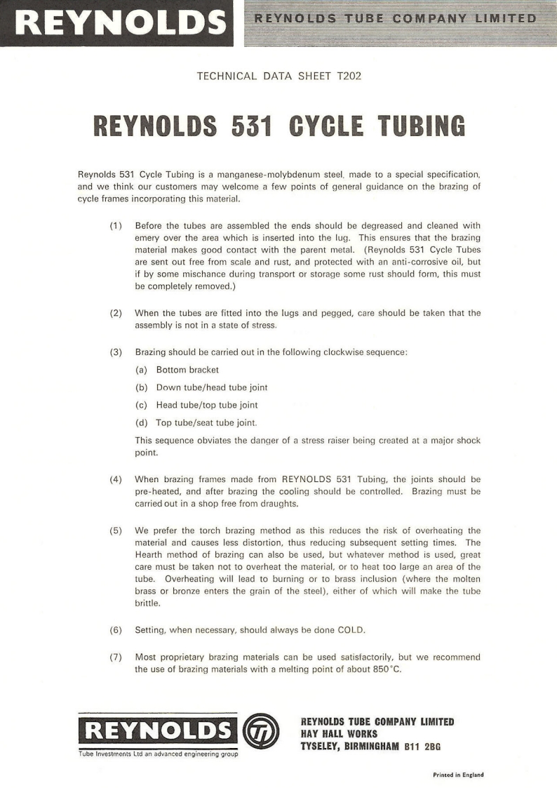 Reynolds Technical Data Sheet T202 (1974)