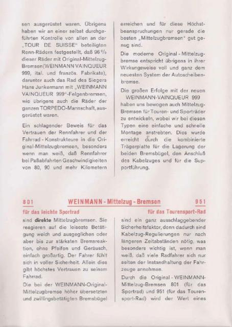 Weinmann 801 / 951 brake caliper instructions (09-1962)