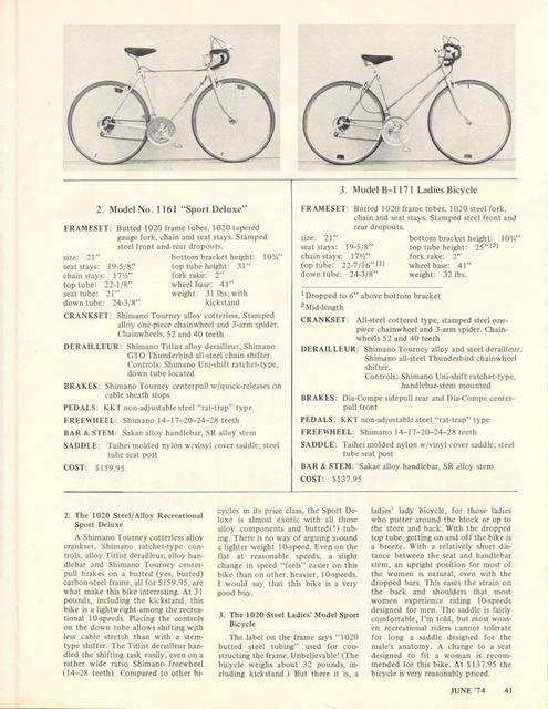 <------ Bicycling Magazine 06-1974 ------> Panasonic Model Line