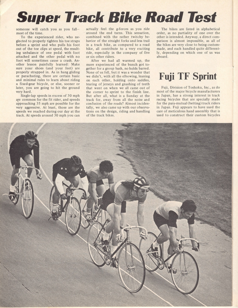 <-- Bicycling Magazine 07-1975 --> Super Track Bikes - Fuji / Kabuki / Masi / Miyata / Panasonic / Ron Cooper