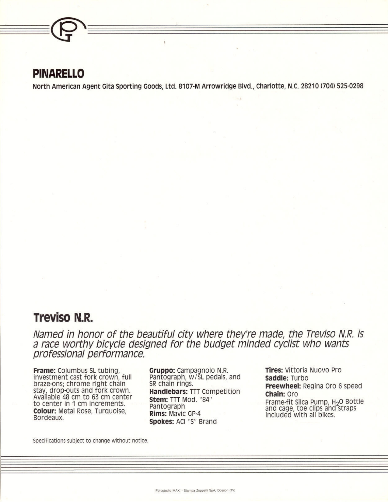 Pinarello catalog (1985)