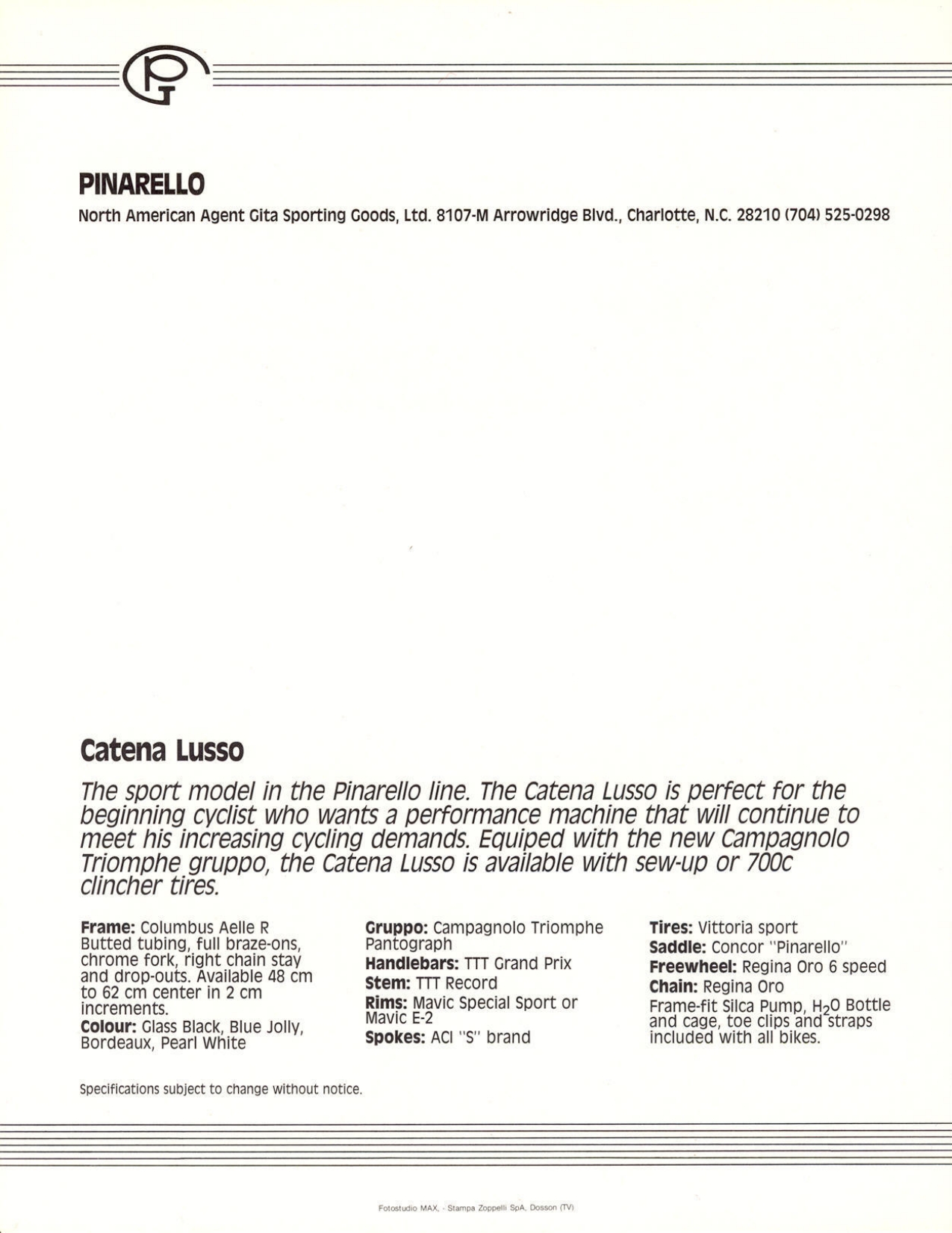 Pinarello catalog (1985)