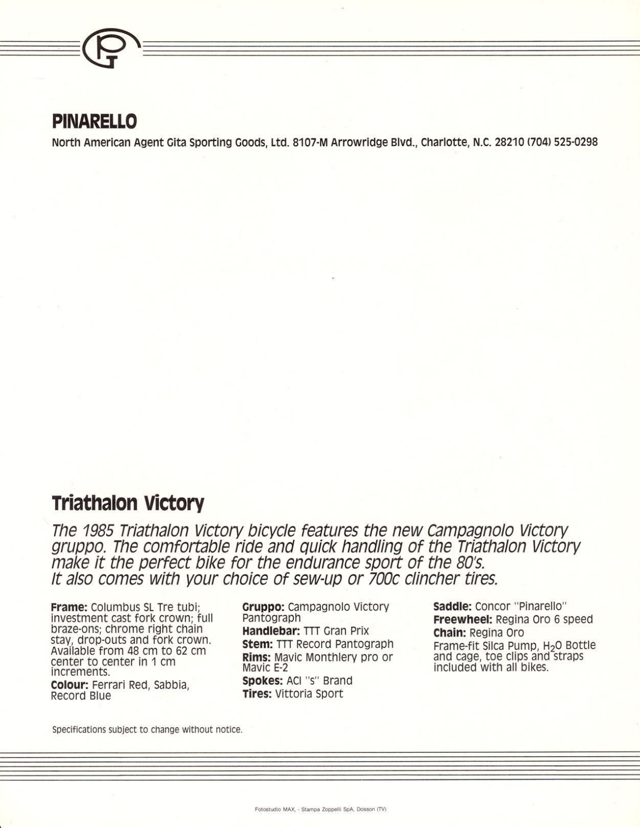 Pinarello catalog (1985)