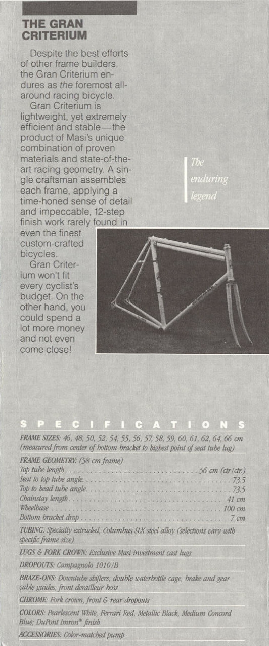 Masi USA catalog (1986)