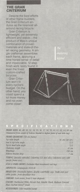 Masi USA catalog (1986)