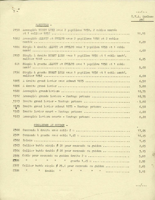 Huret price list (11-1970)