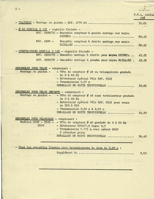 Huret price list (11-1970)