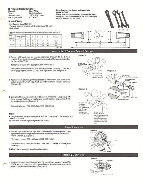 Shimano 105 technical information (1983)