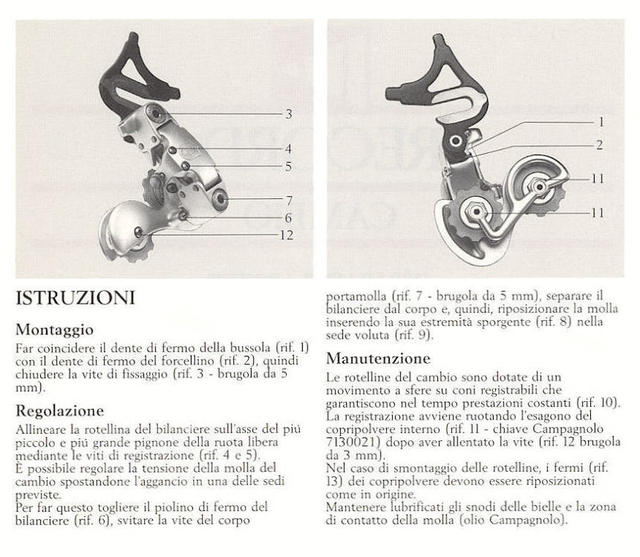 Campagnolo Record rear derailleur instructions (1987)