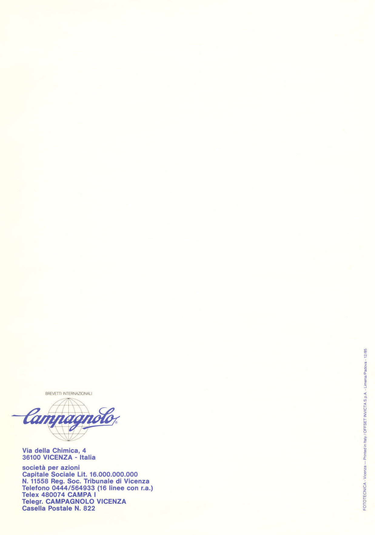 Campagnolo catalog # 18 (12-1985)